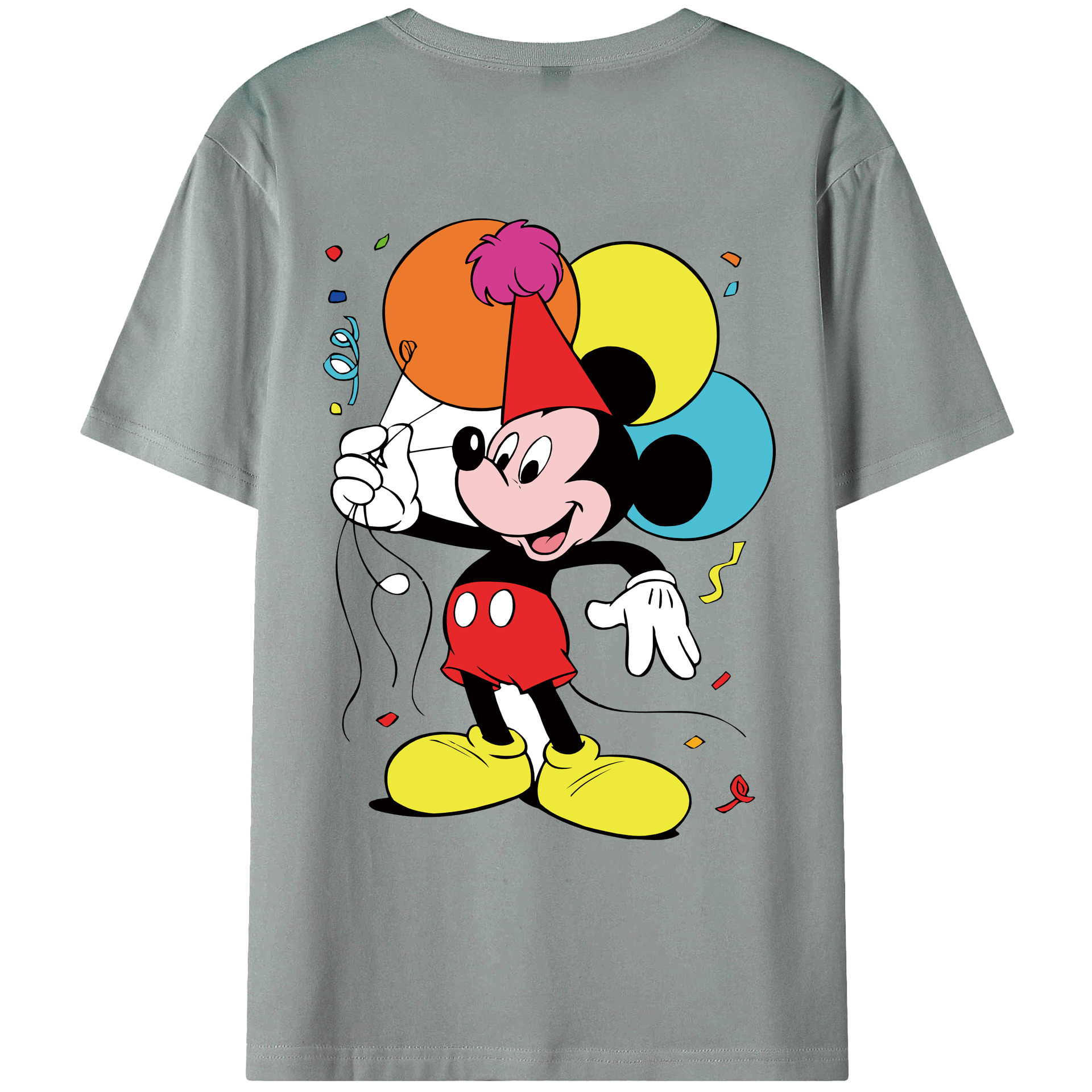 ミッキーマウス Mickey Mouse 綿100％ メンズ半袖Tシャツ（バックプリント） 通気性